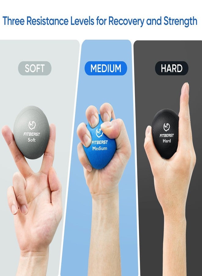 FitBeast Grip Strength Trainer, Finger Exerciser, Stress Balls for Adults, Hand Therapy for Strength, Recovery & Stress Relief, Forearm Strengthener for Men, Women & Seniors (6-Piece Cool Tones) - Image 4