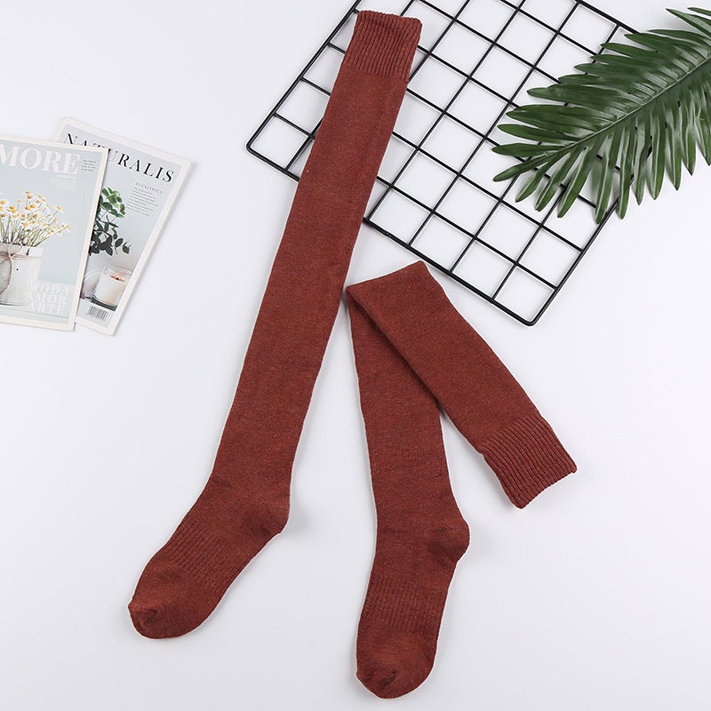 Thick Fleece Over-Knee Socks for Women Winter Warm Leg Warmers light gray  - Image 2
