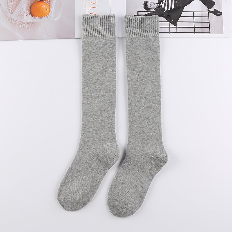 Thick Fleece Over-Knee Socks for Women Winter Warm Leg Warmers light gray  - Image 1