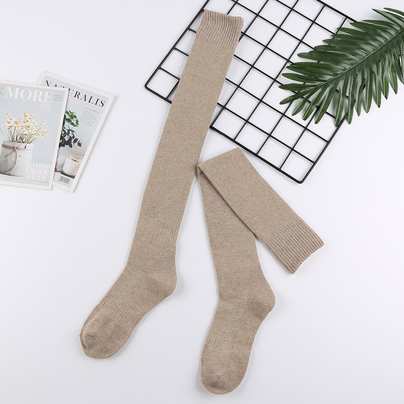 Thick Fleece Over-Knee Socks for Women Winter Warm Leg Warmers light gray  - Image 4