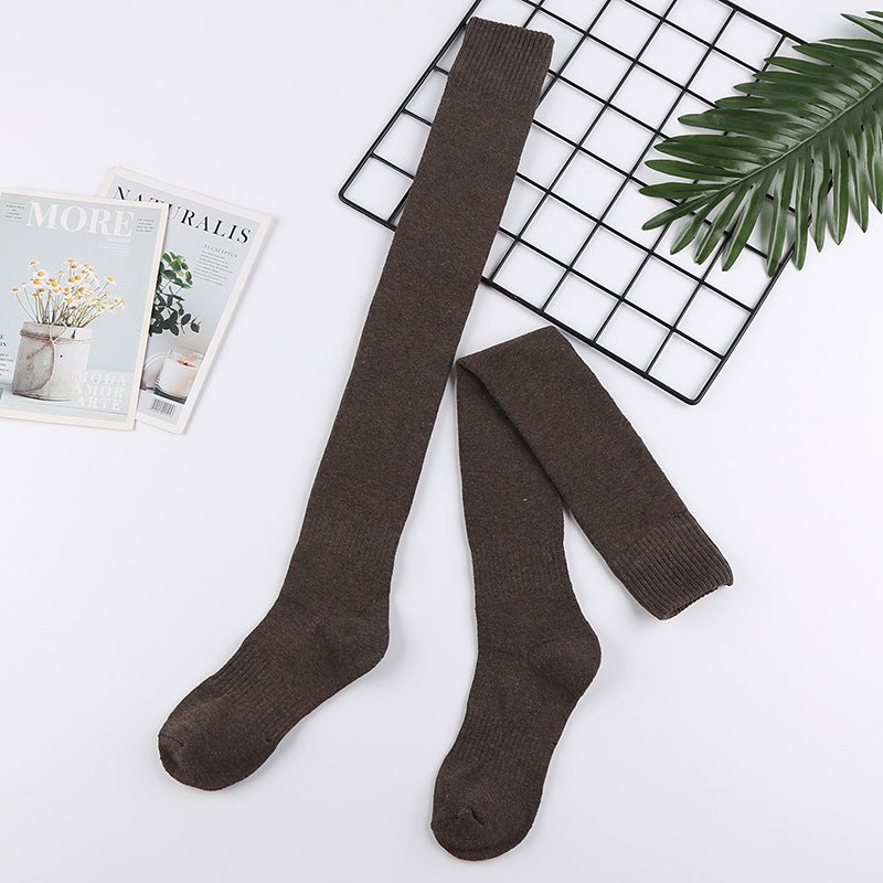 Thick Fleece Over-Knee Socks for Women Winter Warm Leg Warmers light gray  - Image 5