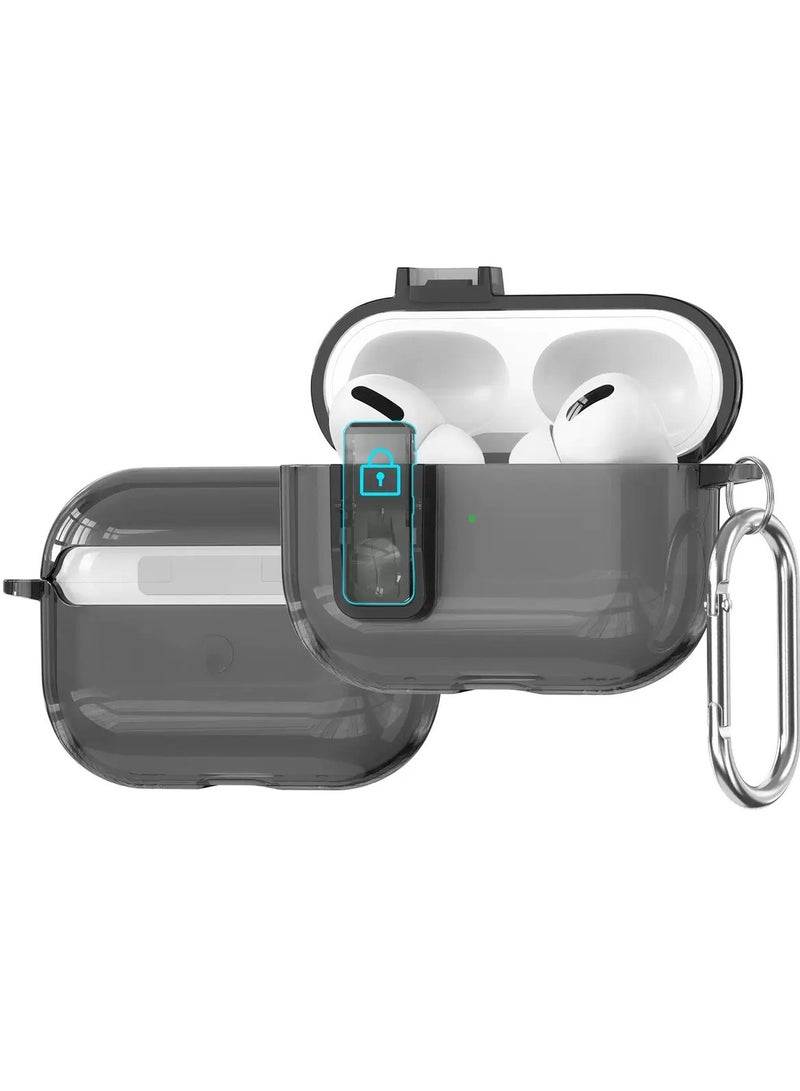 ألترون حافظة حماية ALTRONE متوافقة مع AirPods 4 (2025) - غطاء شفاف ناعم من مادة TPU مع قفل أمان وسلسلة مفاتيح معدنية، يدعم الشحن اللاسلكي المقاوم للصدمات (أسود) - Image 1