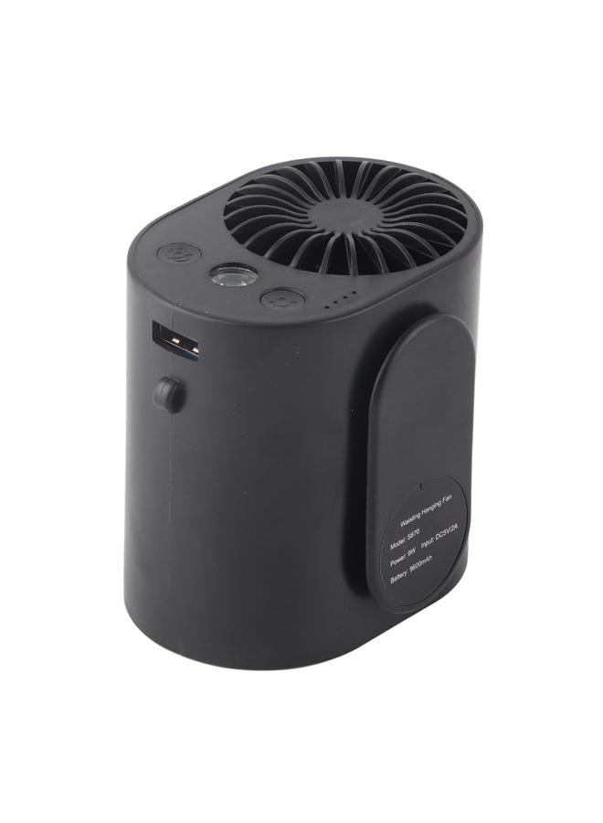 Portable Small Fan USB Mini Outdoor Sports Fitness Hanging Waist Cooling Tool with Electric LightBlack