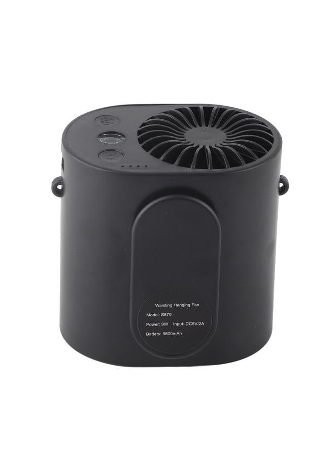 Portable Small Fan USB Mini Outdoor Sports Fitness Hanging Waist Cooling Tool with Electric LightBlack
