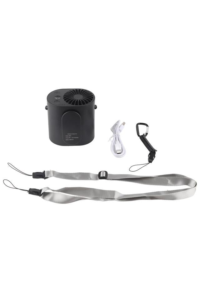 Portable Small Fan USB Mini Outdoor Sports Fitness Hanging Waist Cooling Tool with Electric LightBlack