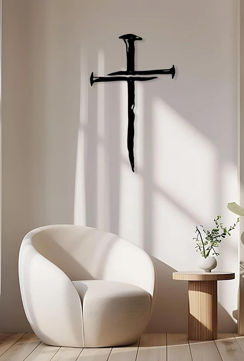 RESACO Wall Cross Jesus Crosses Wall Decor Religious Metal Wall Art Minimalist Decorations for Church Home Office Baptism Decor Gift for a Christian - Image 1
