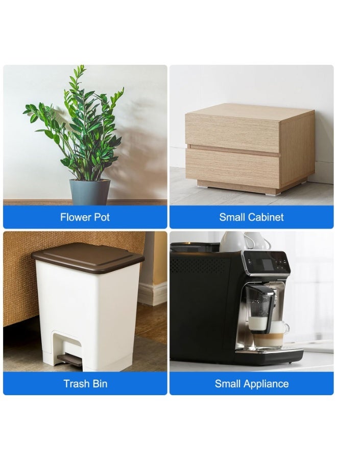 كيلا 8 قطع عجلات صغيرة ذاتية اللصق، عجلات دوارة عالمية صغيرة تدور 360 درجة مع فرامل قفل لصناديق تخزين الأثاث والأجهزة الصغيرة، أبيض/أسود - Image 5