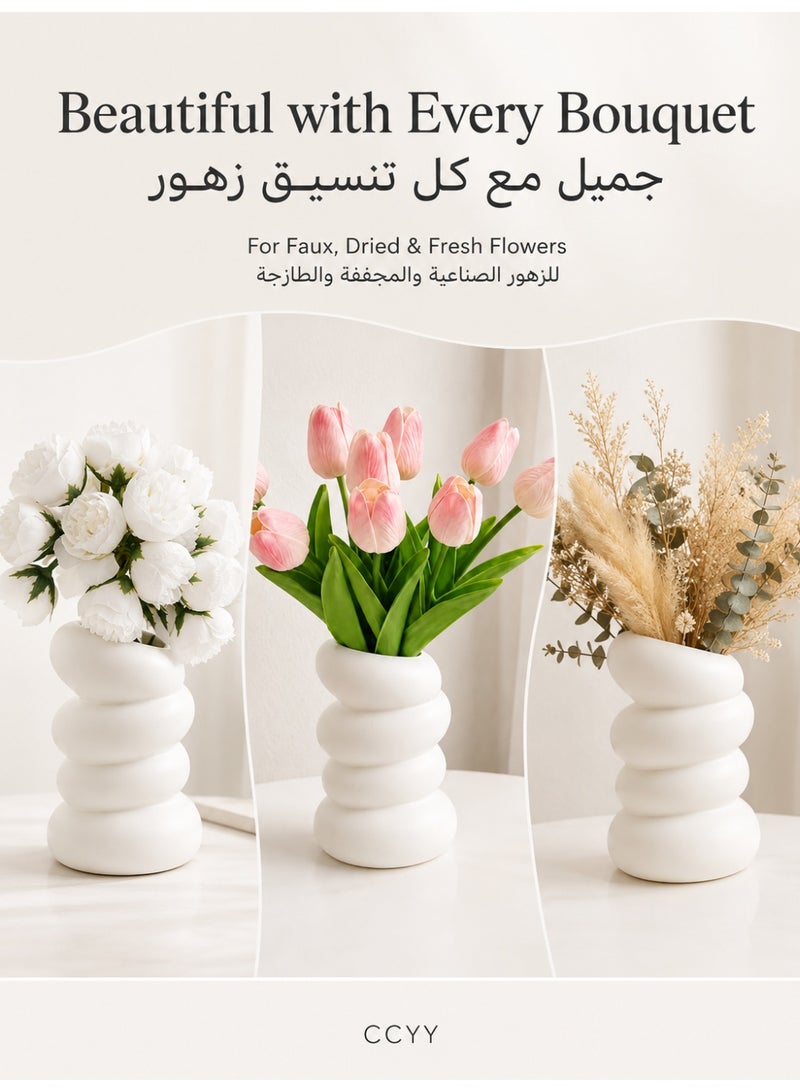 CCYY White Spiral Plastic Flower Vase, Modern Decorative Vase for Home Decor, Table Shelf Centerpiece Vase for Artificial Flowers, Dried Flowers, Living Room Bedroom Office - Image 5