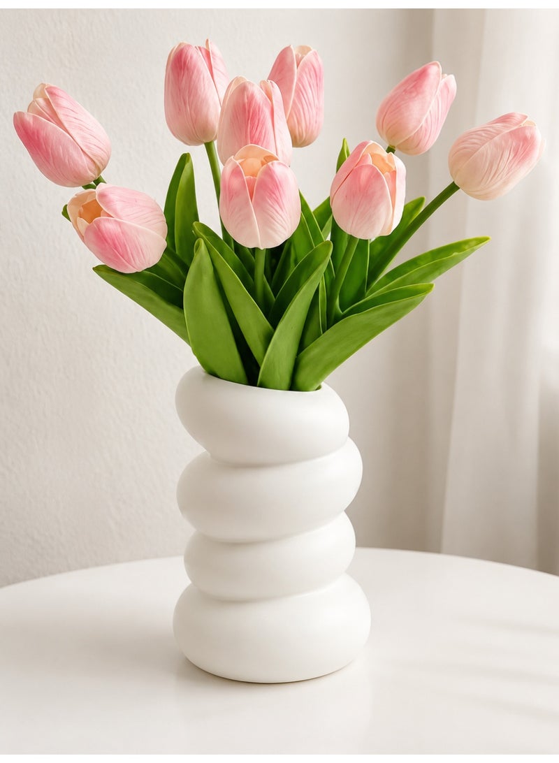 CCYY White Spiral Plastic Flower Vase, Modern Decorative Vase for Home Decor, Table Shelf Centerpiece Vase for Artificial Flowers, Dried Flowers, Living Room Bedroom Office - Image 1