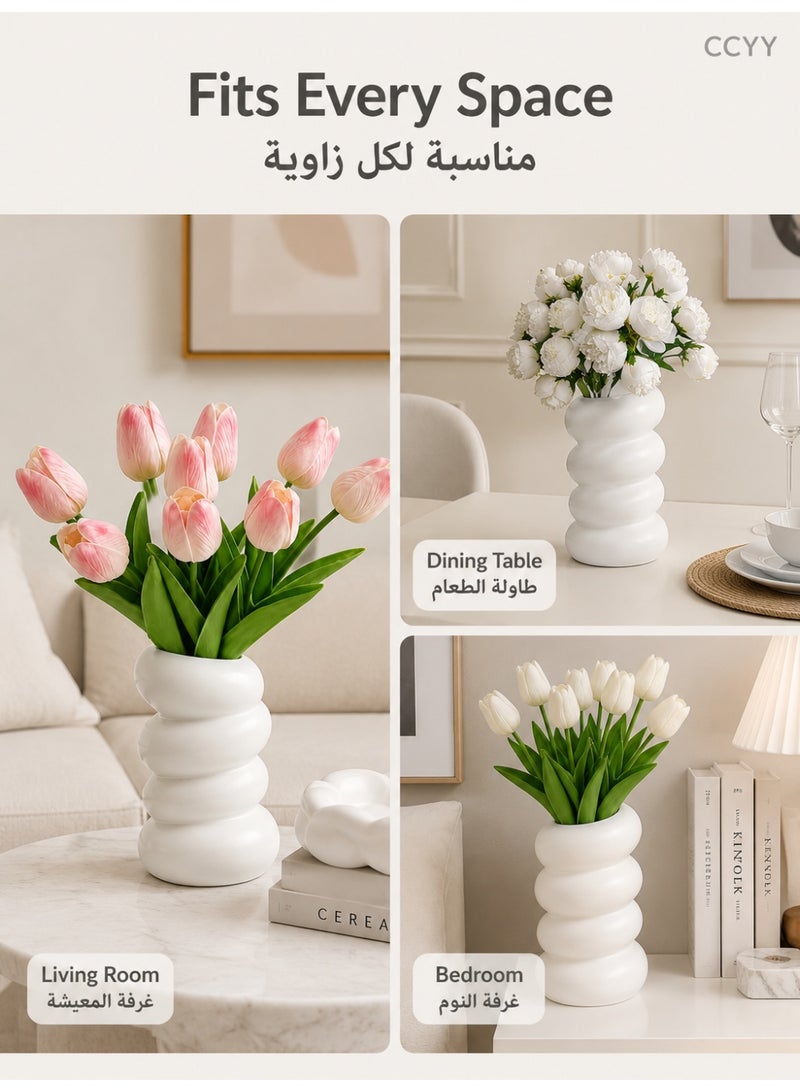 CCYY White Spiral Plastic Flower Vase, Modern Decorative Vase for Home Decor, Table Shelf Centerpiece Vase for Artificial Flowers, Dried Flowers, Living Room Bedroom Office - Image 4
