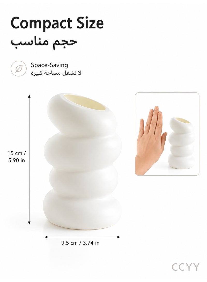 CCYY White Spiral Plastic Flower Vase, Modern Decorative Vase for Home Decor, Table Shelf Centerpiece Vase for Artificial Flowers, Dried Flowers, Living Room Bedroom Office - Image 3