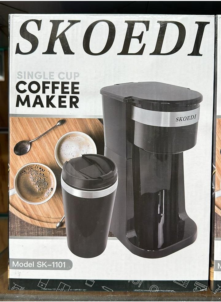 SKOEDI Single Cup Coffee Maker – Fast Brewing with Travel Mug | Model SK-1101
