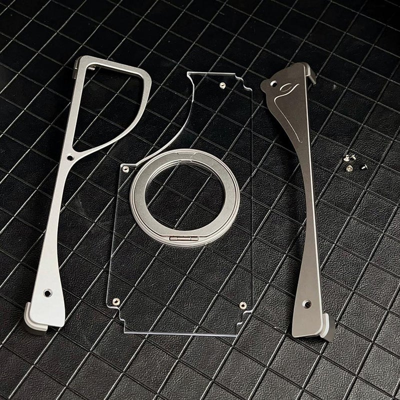 إيروريكس جراب هاتف شفاف من MagSafe لهاتف Samsung Galaxy S25 Ultra 5G مع حامل معدني يدور 360 درجة بدون إطار (لون التيتانيوم) - Image 3