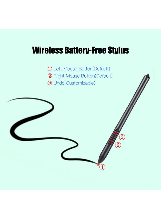 10x6 Inch Professional Graphics Drawing Tablet 12 Express Keys with 8192 Levels Battery-Free Stylus/30pcs Nibs/Pen Clip/2pcs OTG Cable/Copy Film/Hand Feeling Film/Protective Bag/Glove  - Image 5