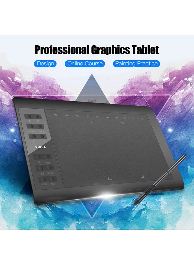 10x6 Inch Professional Graphics Drawing Tablet 12 Express Keys with 8192 Levels Battery-Free Stylus/30pcs Nibs/Pen Clip/2pcs OTG Cable/Copy Film/Hand Feeling Film/Protective Bag/Glove  - Image 2