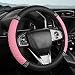Tioollev Bling Car Steering Wheel Cover 15 Inch Rhinestones Soft Leather Elastic Steering Wheel Protector Universal 15 Inch for Women Girls Fit Vehicles Sedans SUVs Vans Trucks Pink - Image 2