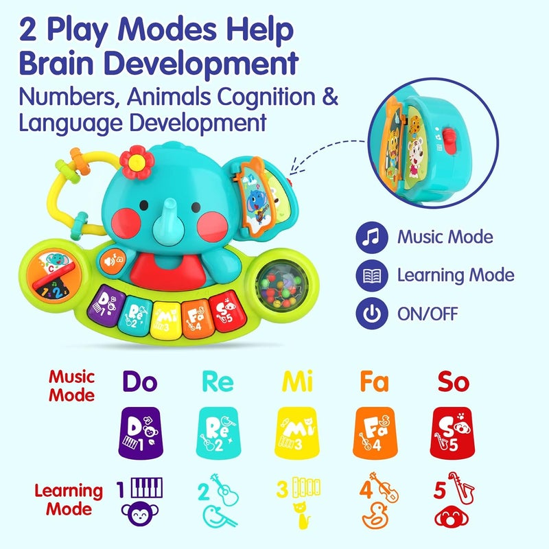 HOLA Individual group scene compatible Baby 6-12 Month Old Piano Toys - Elephant Light Up Music, Learning Toys for 1 Year Old Girl or Boy Different assemble options - Image 3