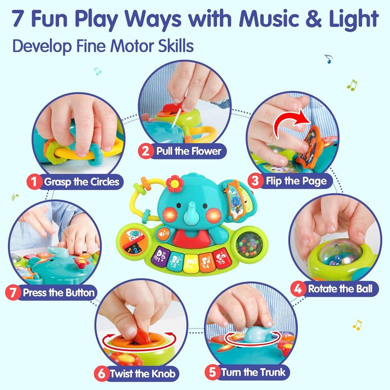 HOLA Individual group scene compatible Baby 6-12 Month Old Piano Toys - Elephant Light Up Music, Learning Toys for 1 Year Old Girl or Boy Different assemble options - Image 2