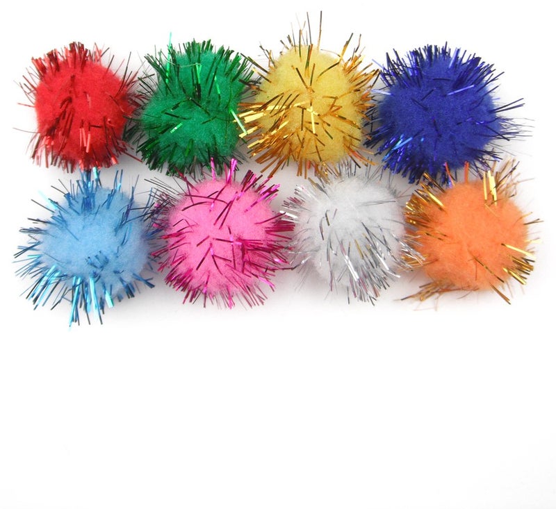 ALL in ONE Assorted Color Glitter Sparkle Pom Poms for Craft DIY (20MM) - Image 2