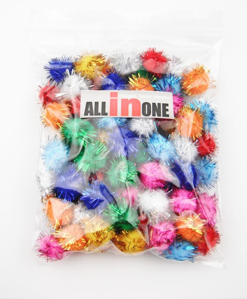 ALL in ONE Assorted Color Glitter Sparkle Pom Poms for Craft DIY (20MM) - Image 4