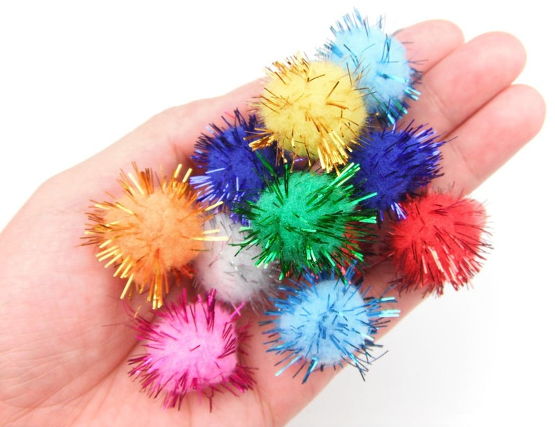 ALL in ONE Assorted Color Glitter Sparkle Pom Poms for Craft DIY (20MM) - Image 3