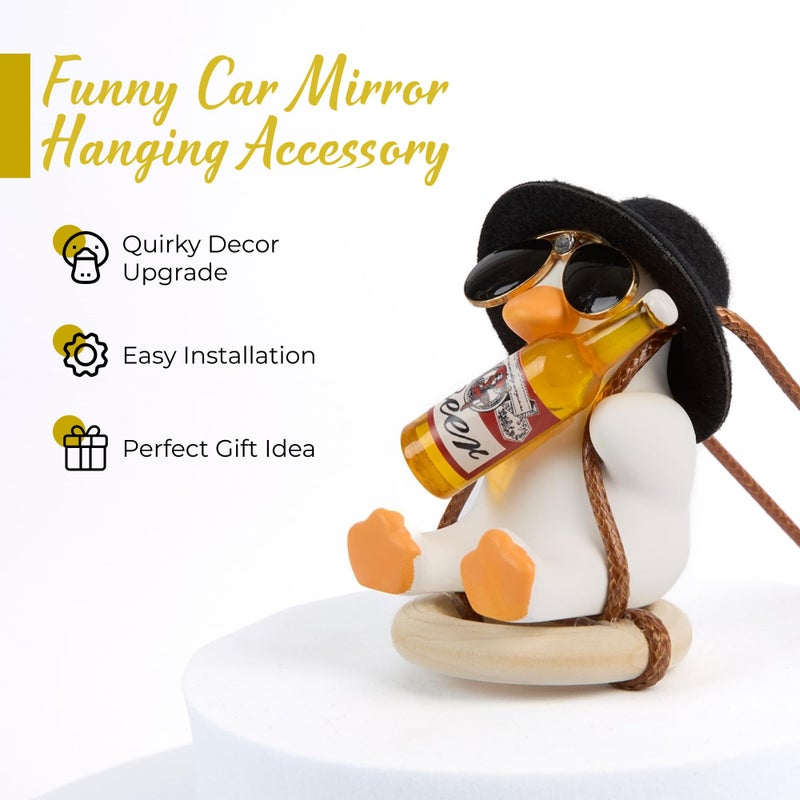 Skylar Swinging Duck Car Hanging Ornament â€“ Cute Rearview Mirror Accessory for Cars & Trucks, Funny Car Decor Charm, New Driver Gift, Kawaii Dashboard Duck Decoration for Women & Men - Image 2