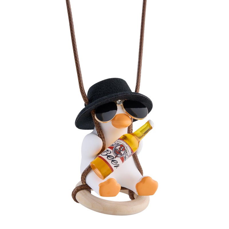 Skylar Swinging Duck Car Hanging Ornament â€“ Cute Rearview Mirror Accessory for Cars & Trucks, Funny Car Decor Charm, New Driver Gift, Kawaii Dashboard Duck Decoration for Women & Men - Image 1