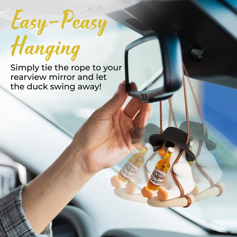 Skylar Swinging Duck Car Hanging Ornament â€“ Cute Rearview Mirror Accessory for Cars & Trucks, Funny Car Decor Charm, New Driver Gift, Kawaii Dashboard Duck Decoration for Women & Men - Image 3