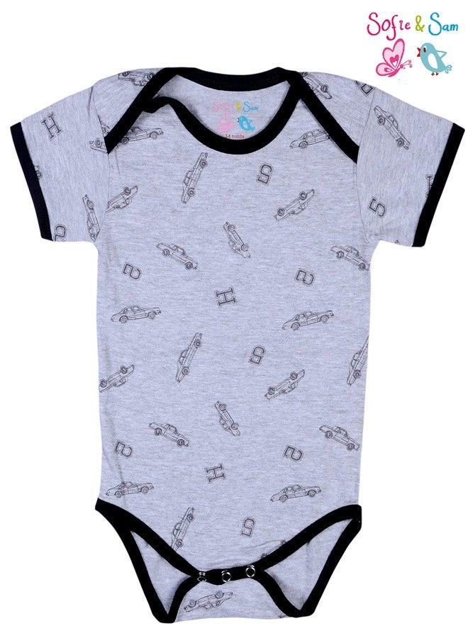 Sofie & Sam Baby Romper Half Sleeves Premium Cotton Pack of 3 - Bear/Car/Polka Dot (12-18 Months) - Image 4