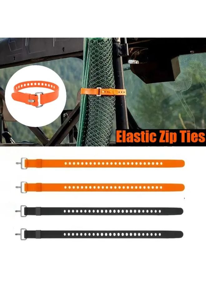 2Pcs Orange Heavy Duty Elastic Zip Ties Multifunctional Fastening Strap for Outdoor - Image 2