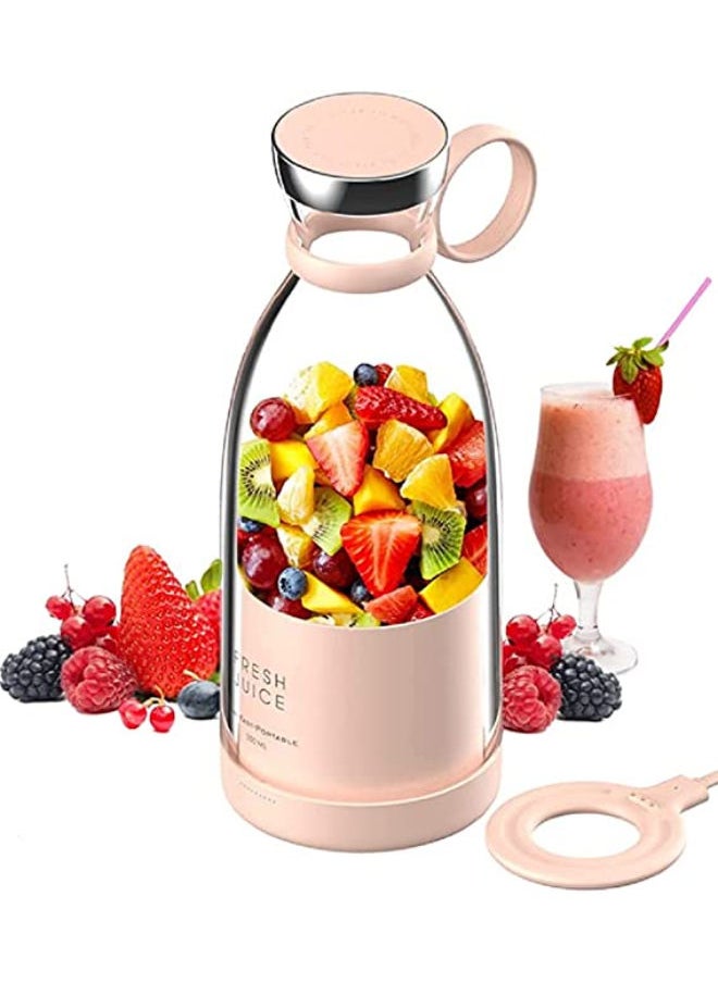 Generic - Personal Size Blender, Fresh Juice Mini Fast Portable Blender, Portable Smoothie Blender USB Rechargeable, Electric Juicer Cup with 4 Blades,Pink - Image 1