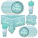 Ou Rui 81Pcs Teal and Silver Tableware Set Sparkling Diamonds Party Decoration for Girls and Women Birthday Party Supplies Blue - Image 2
