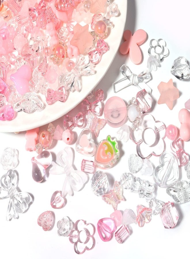 Forise 120pcs Acrylic Pink Assorted Beads Mix random Style Candy Color Pastel Plastic Flower Beads for DIY Jewelry Making Bracelet Necklaces Phone Lanyard - Image 1
