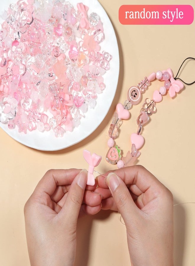 Forise 120pcs Acrylic Pink Assorted Beads Mix random Style Candy Color Pastel Plastic Flower Beads for DIY Jewelry Making Bracelet Necklaces Phone Lanyard - Image 3