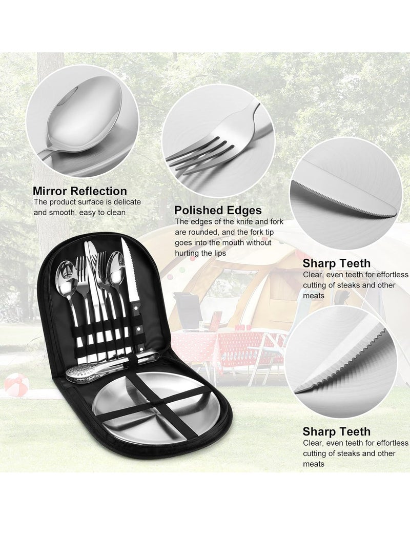 general Camping Dinner Set, Suitable for 2 People, 10 Piece Portable Camping Cutlery Set, Stainless Steel, Suitable for Camping, Picnic, Travel - Image 3