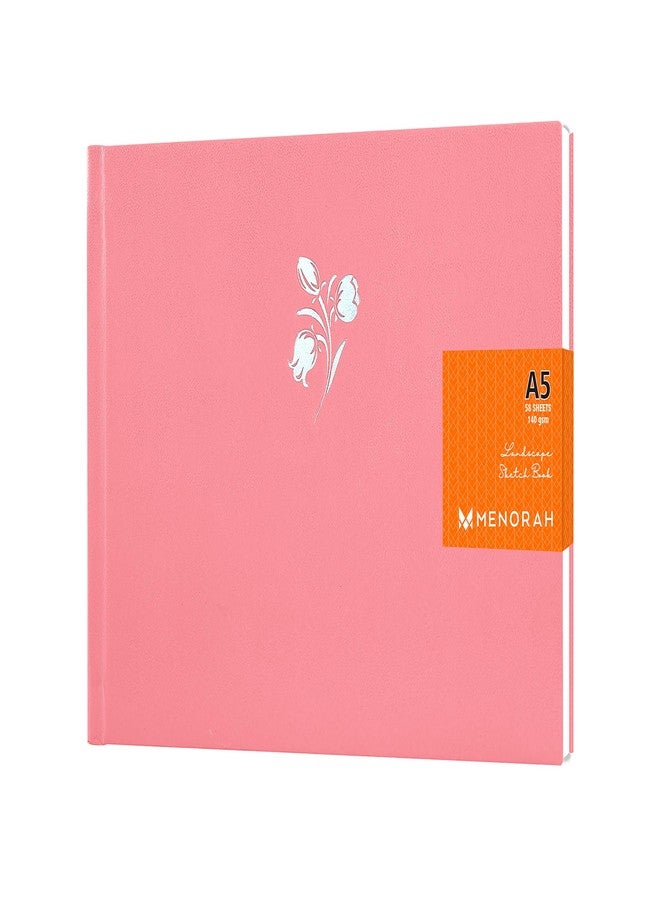 MENORAH مينورا - دفتر رسم A5 للفنانين - 140 غرام/متر مربع - (58 ورقة / 116 صفحة) - دفتر رسم فني (المقاس: 14.8 سم × 21.0 سم) - دفتر رسم - غلاف مقوى - صناعة يدوية - دفتر رسم كاساتا - (وردي كرزي - أوركيد) - منظر طبيعي - Image 1