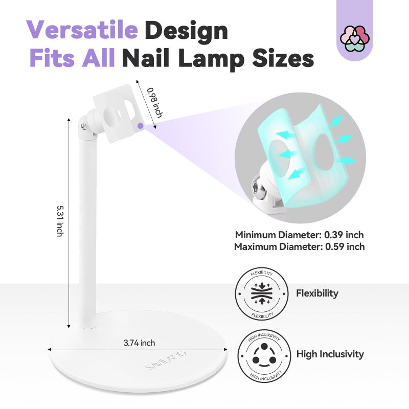 SAVILAND U V Nail Lamp Stand: Sturdy Only U V Light Stand for Gel Nails Polish 360Â° Adjustable Magnetic Rotation U V Nail Light Stand Portable Handsfree Builder Nail Gel Lamp Stand Home Salon Manicure - Image 2