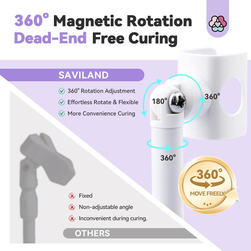 SAVILAND U V Nail Lamp Stand: Sturdy Only U V Light Stand for Gel Nails Polish 360Â° Adjustable Magnetic Rotation U V Nail Light Stand Portable Handsfree Builder Nail Gel Lamp Stand Home Salon Manicure - Image 4