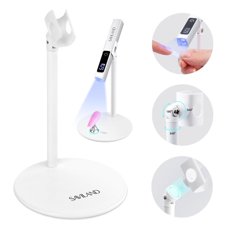 SAVILAND U V Nail Lamp Stand: Sturdy Only U V Light Stand for Gel Nails Polish 360Â° Adjustable Magnetic Rotation U V Nail Light Stand Portable Handsfree Builder Nail Gel Lamp Stand Home Salon Manicure - Image 1