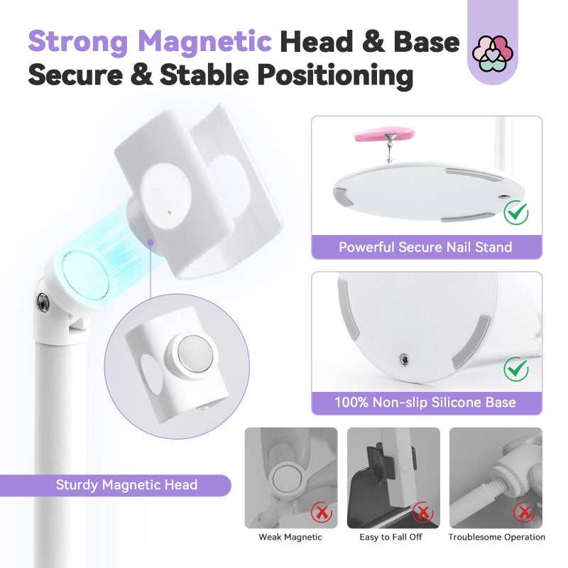 SAVILAND U V Nail Lamp Stand: Sturdy Only U V Light Stand for Gel Nails Polish 360Â° Adjustable Magnetic Rotation U V Nail Light Stand Portable Handsfree Builder Nail Gel Lamp Stand Home Salon Manicure - Image 5