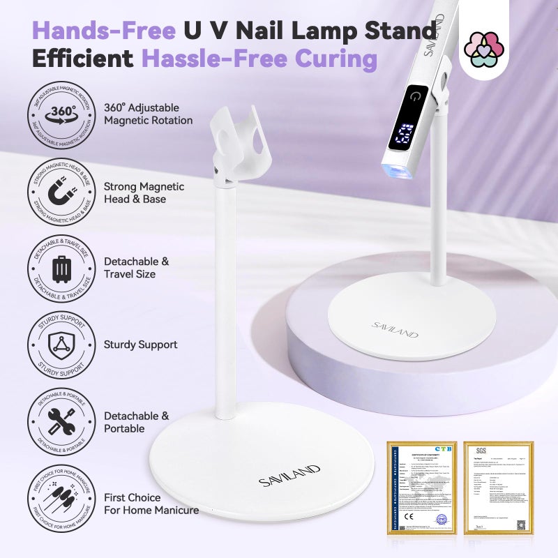 SAVILAND U V Nail Lamp Stand: Sturdy Only U V Light Stand for Gel Nails Polish 360Â° Adjustable Magnetic Rotation U V Nail Light Stand Portable Handsfree Builder Nail Gel Lamp Stand Home Salon Manicure - Image 3