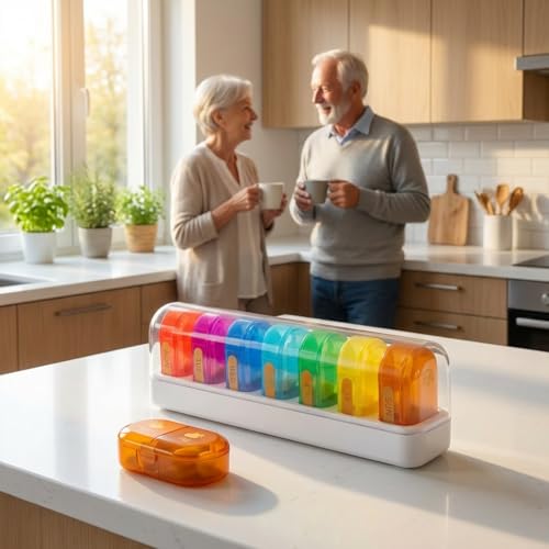 POPCUBE Weekly Medicine Organizer Box 7-Day 2 times a day, XXL Large Pill Organizer, Cute and Colorful Pillbox, Pill Organizer Box with Clear Lids for Vitamin, Medicine, Supplement, Fish Oil (Multicolor) - Image 5