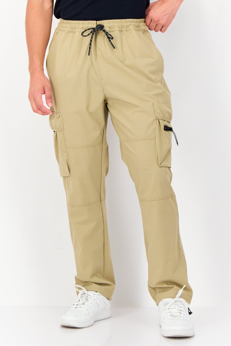 Celio Men Regular Fit Solid Cargo Pants, Khaki  - Image 1