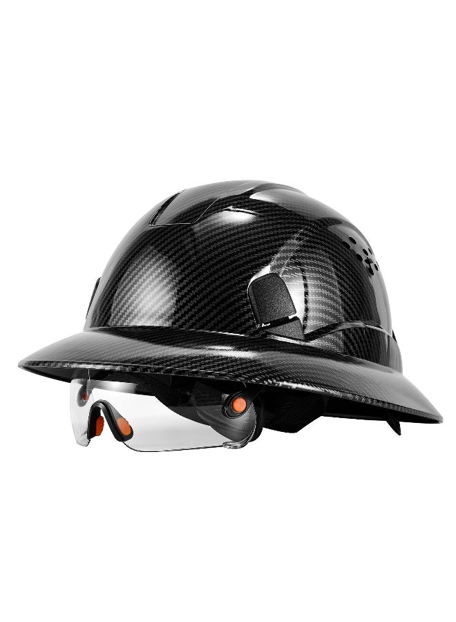 Generic LOEBUCK  New carbon fiber full-brim safety helmet with CE goggles anti-collision construction site hard hat GM850
