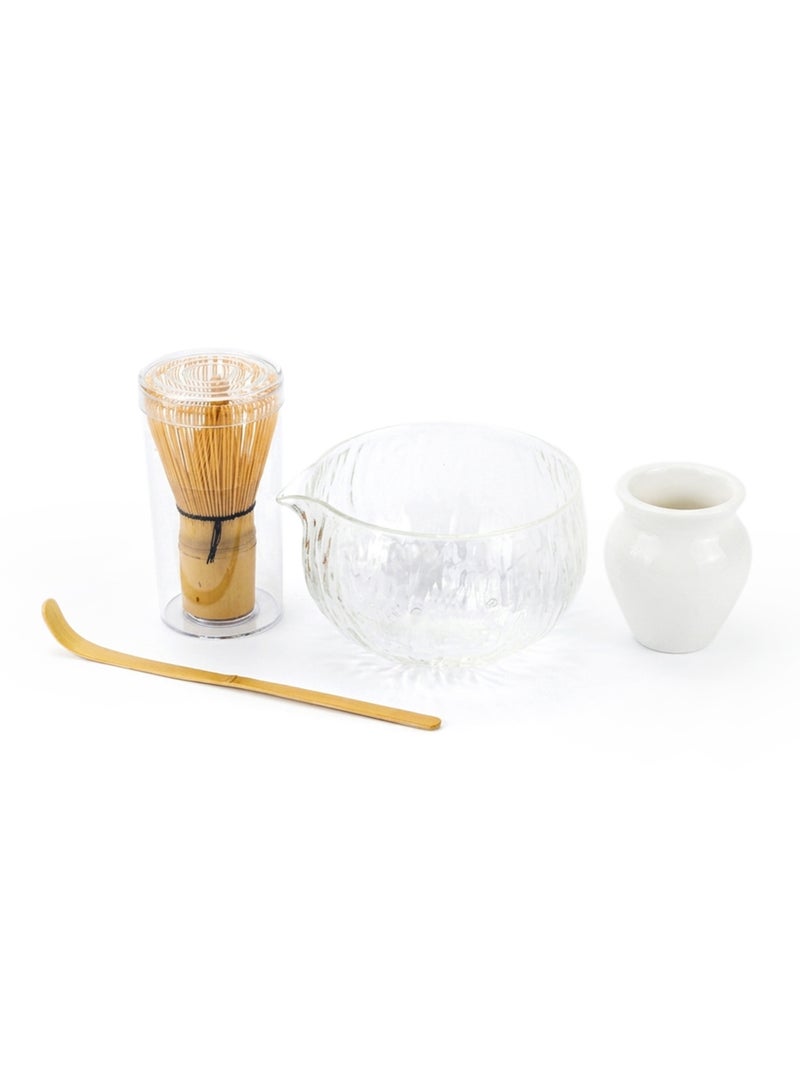 Cuisine Art Japanese Matcha Tea Set, 4-Piece Ceremonial Accessory Kit with Bamboo Whisk, Glass Bowl, Ceramic Whisk Holder & Traditional Scoop, Complete Brewing Set for Matcha Lovers - Image 2