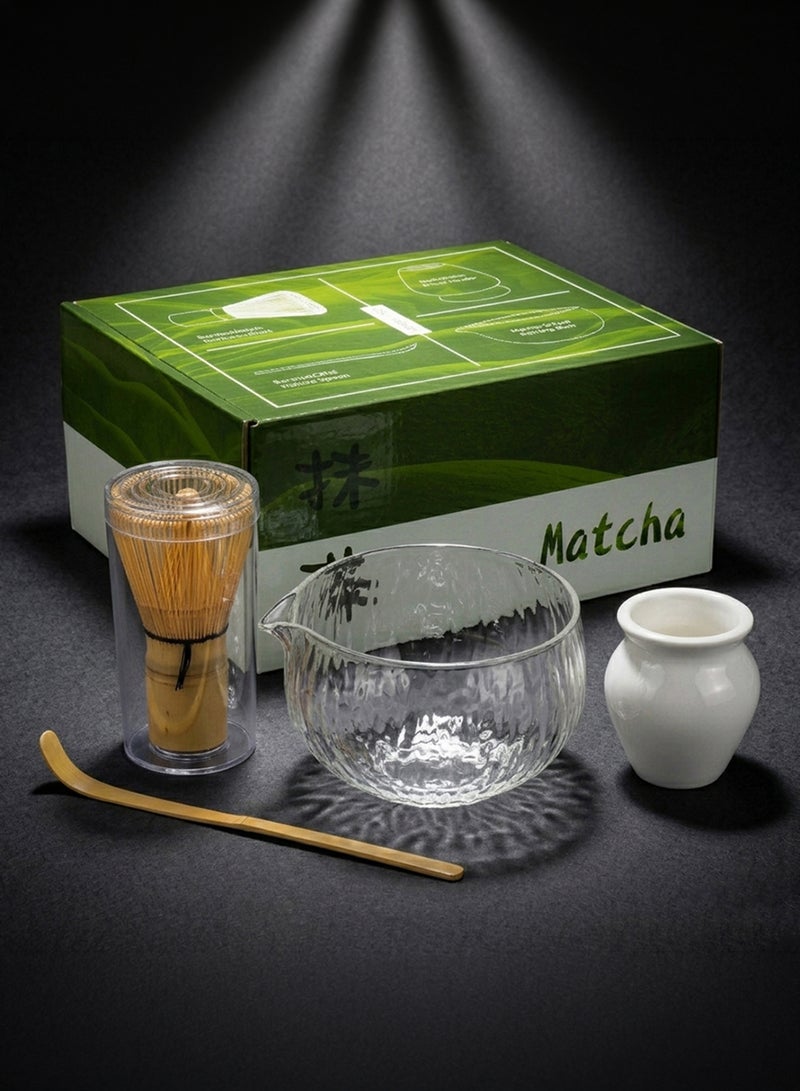 Cuisine Art Japanese Matcha Tea Set, 4-Piece Ceremonial Accessory Kit with Bamboo Whisk, Glass Bowl, Ceramic Whisk Holder & Traditional Scoop, Complete Brewing Set for Matcha Lovers - Image 3