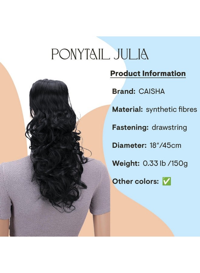 CAISHA 18" Hairpiece Ponytail Extensions Voluminous Wavy Black Ph9 - Image 2