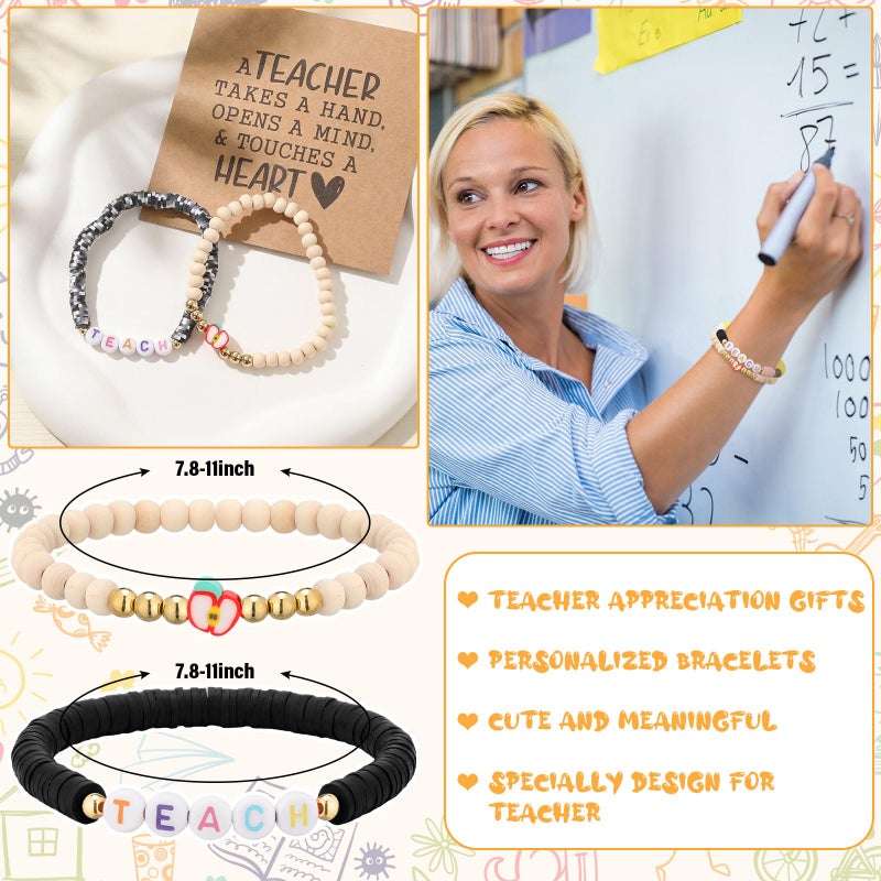 Juinte 6 Set Teacher Appreciation Gifts Sunflower Crochet Dolls with Thank You Bracelet Presents for Holiday Graduation End of Year from Students - Image 4