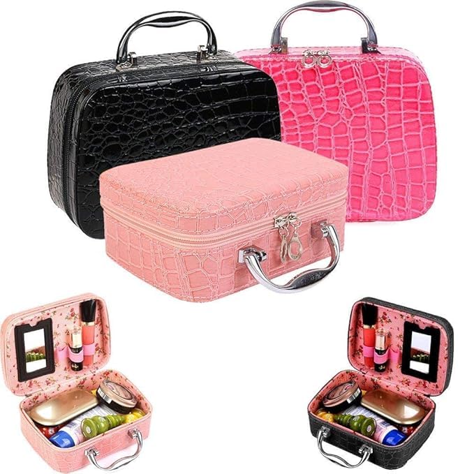 Vroxy Makeup Bag for Women Cosmetic Storage Box Jewellery Vanity Organizer Makeup Box Cosmetic Box Travel Cosmetic Storage Box 1Pcs - Image 5