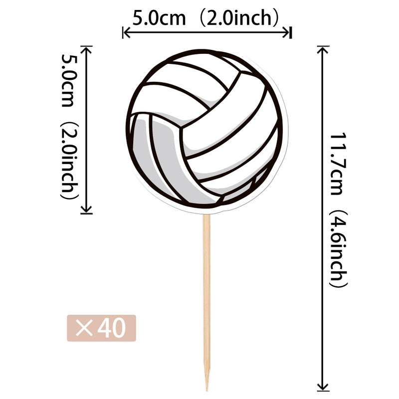 Rsstarxi 40 Pack Volleyball Cupcake Toppers Sport Balls Cupcake Food Picks Volleyball Birthday Cake Decorations for Volleyball Theme Baby Shower Sport Game Party Cake Decorations Supplies - Image 2